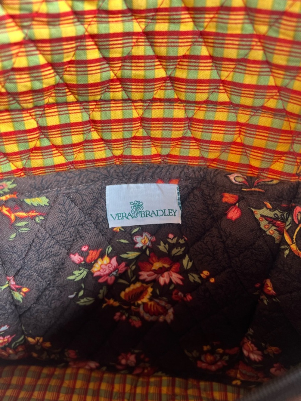 VERA BRADLEY Chocolat 2003 Little Betsy Floral 2 Handles Y2K - Picture 3 of 10